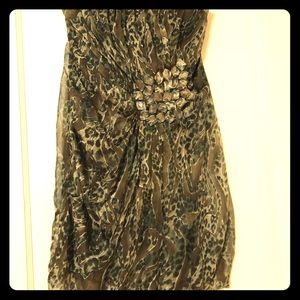Mini leopard print strapless dress
